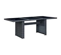 Tavolino da Giardino Grigio Scuro Moderno con Piano in Vetro Temperato e Struttura in Polyrattan, Tavolo da Esterno Resistente per Terrazza Balcone, Facile da Pulire e Dimensioni 200x100x74 cm