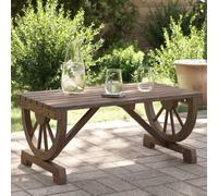 Tavolino da Giardino in Legno Massello di Abete 90x50x40 cm - Rustic Outdoor Coffee Table for Patio, Garden Backyard - Durable Solid Wood Cartwheel Design Side Table with Burned Finish