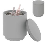 Tavolino da Giardino Multiuso con Secchiello Ghiaccio e Coperchio Ø37,5x43,5 cm in Cemento e Acciaio Inox Grigio Chiaro