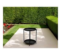 Tavolino da giardino tondo 2 piani in metallo nero Ø 40 cm H 50 cm Nero
