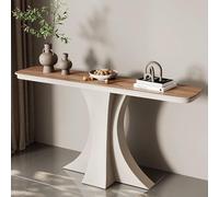 Tavolino da ingresso con base in metallo per soggiorno, ideale per corridoio o dietro il divano, design contemporaneo stretto