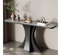 Tavolino da ingresso con base in metallo per soggiorno, ideale per corridoio o dietro il divano, design contemporaneo stretto