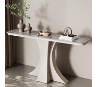 Tavolino da ingresso con base in metallo per soggiorno, ideale per corridoio o dietro il divano, design contemporaneo stretto