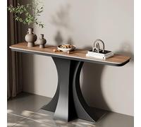 Tavolino da ingresso con base in metallo per soggiorno, ideale per corridoio o dietro il divano, design contemporaneo stretto