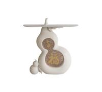 Tavolino da ingresso Feng Shui a forma di zucca, decorazione tradizionale cinese portafortuna for soggiorno e ingresso(White,85cm)