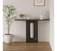 Tavolino da ingresso moderno, consolle con struttura a T, consolle stretta per divano, tavolo da ingresso semplice ed elegante per soggiorno e foyer(Black,120cm)