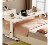 Tavolino da Letto con 4 Ruote,Tavolino da Divano per Pc,Comodino Altezza Regolabile Tavolo da caffè Carrello in Legno Metallo per Soggiorno Camera da Letto Ufficio(B,120x50x68cm/47.2x19.7x26.8")