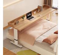 Tavolino da Letto con 4 Ruote,Tavolino da Divano per Pc,Comodino Altezza Regolabile Tavolo da caffè Carrello in Legno Metallo per Soggiorno Camera da Letto Ufficio(D,120x50x68cm/47.2x19.7x26.8")