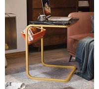 Tavolino da letto con design a forma di C, scorre sotto il divano per una facile conservazione, ideale per soggiorno e camera da letto, snack e convenienza