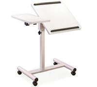 Tavolino da Letto, Divano per Mangiare, Porta PC, Tavolo Laterale Servitore per divano, Altezza Regolabile, Piano Inclinabile e Girevole, con Ruote, soggiorno, camera da letto(White,60x40cm)
