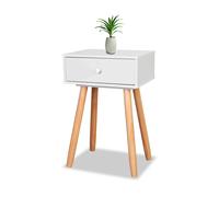 Tavolino da Letto in Bambù 47x40x30 cm con Cassetto e Stile Retrò