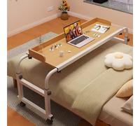 Tavolino da letto mobile, altezza regolabile 65 - 95 cm, vassoio per uso medico, divano, letto, laptop, carrello, vassoio per cibo, scrivania per computer portatile (colore: legno)