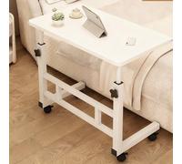 Tavolino da Letto Mobile con 4 Ruote Nascoste, Porta Pc Computer Altezza, Scrivania Tavolo da Lavoro, Adatto Alla Camera da Letto, All'ufficio Di Casa(White)