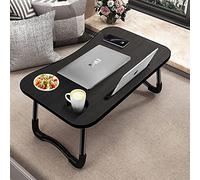 Tavolino da Letto Nero Colazione Pieghevole Tavolo Letto Regolabile e Portatile per Laptop PC Supporto Notebook Computer Tablet 60x40x28cm (Nero)