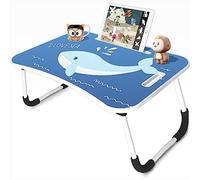 Tavolino da Letto per Bambini, Colazione Pieghevole Tavolo Letto Regolabile e Portatile per Laptop PC Supporto Notebook Computer Tablet 60x40x28cm (Balene)