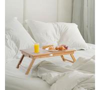 Tavolino da Letto per PC Portatile con Sistema di Raffreddamento in Bambù 55 * 35 * 22-30cm Description:Questo tavolino permette di utilizzare comodamente il notebook in qualsiasi luogo e consente di 