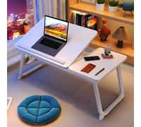 Tavolino Da Letto Pieghevole Multifunzione Con Supporto PC Portatile - Vassoio Da Letto, Tavolino Per Divano E Scrivania Pieghevole Salvaspazio Per Lavoro, Studio E Colazione(White)