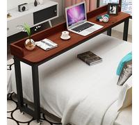 Tavolino da Letto Portatile con ruote, Tavolino servitore tavolo da lavoro sopra il letto con deflettori, scrivania ribaltabile for anziani tavolo da pranzo(Teak color A,160cm/52.9in)