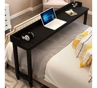 Tavolino da Letto Portatile con ruote, Tavolino servitore tavolo da lavoro sopra il letto con deflettori, scrivania ribaltabile for anziani tavolo da pranzo(Black,110cm/43.3in)