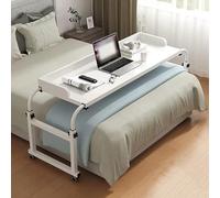 Tavolino Da Letto Regolabile,115-210 Cm Scrivania Per Computer Comodino Mobile Tavolo Portatile Per Laptop Desktop Mobile Tavolo Medico Con Rotelle Per La Casa(Color:Bianco)