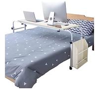 Tavolino da letto regolabile con ruote, scrivania mobile per laptop per letto king e queen size, altezza e angolazione regolabili, colore bianco, perfetto per uso domestico o ospedaliero