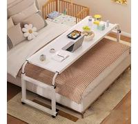 Tavolino da Letto Regolabile in Altezza con Ruote, Misura Queen Size, Ideale Come scrivania Mobile per Computer, postazione di Lavoro in Piedi, Carrello per Laptop, Supporto da Let