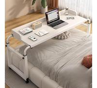 Tavolino da letto regolabile, mobile con 4 ruote, vassoio per alimenti per letto intero/queen/king size, scrivania versatile per computer