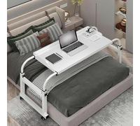 Tavolino Da Letto Regolabile,Rolling Laptop Desk Overbed Table Con Ruote Per Postazione Di Lavoro Portatile In Piedi, Lavoro Di Studio, Colore Legno Medico Ospedaliero(Color:Bianco)