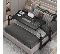 Tavolino Da Letto Regolabile,Rolling Laptop Desk Overbed Table Con Ruote Per Postazione Di Lavoro Portatile In Piedi, Lavoro Di Studio, Colore Legno Medico Ospedaliero(Color:Nero)