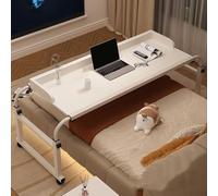Tavolino Da Letto Regolabile,Rolling Laptop Desk Overbed Table Con Ruote Per Scrivania Per Casa E Ufficio Con Ruote E Altezza Regolabile Vassoio Per Alimenti(Color:Bianco)