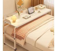 Tavolino da letto regolabile, scrivania mobile per letto king size, design moderno, colore bianco, regolabile in altezza 100 cm x 65-95 cm, perfetta per uso interno