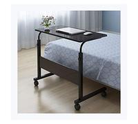 Tavolino da ospedale regolabile in altezza per computer portatile, scrivania seduta e supporto mobile, design ergonomico, 80 x 40 cm, comodino per casa e laptop (colore 80 40 cm, nero noce)