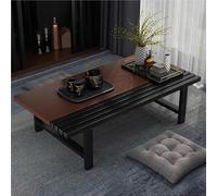 Tavolino da Pavimento Giapponese per Tatami e Meditazione, Tavolo Basso in Legno Rustico con Telaio in Acciaio al Carbonio, Design Zen Salvaspazio per Soggiorno e Balcone(Cherry,100*60*30cm)