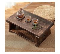 Tavolino da pavimento giapponese, pieghevole, in legno, stile retrò, con 2 ripiani portaoggetti, per soggiorno e caffè