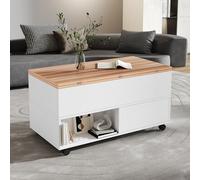 Tavolino da salotto, 100 x 50 x 52 cm, con 4 ruote, tavolo da soggiorno multifunzionale con 4 cassetti, tavolino da caffè sollevabile, regolabile in altezza, tavolino e tavolo da pranzo con vano