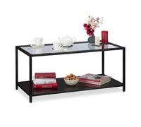(TG. 45 x 100 x 50 cm) relaxdays Tavolino da Divano, Ripiano in MDF, Vetro & Met