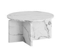 Tavolino da salotto, 60 x 60 x 33 cm, bianco, effetto marmo, moderno, design rotondo, tavolino da salotto piccolo, tavolino da caffè