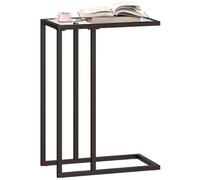 Tavolino da Salotto a Forma di C 46x25x63,5 cm in Vetro e Acciaio Nero
