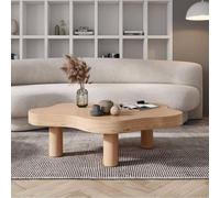 Tavolino da salotto a forma di nuvola per soggiorno, moderno e irregolare, in legno, design unico a 3 gambe, finitura naturale, 90 x 60 x 40 cm