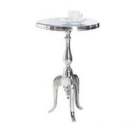 Tavolino da salotto antico barocco, rotondo, argento, 55 cm