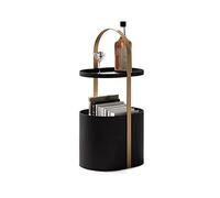 Tavolino Da Salotto Comodini moderni da tavolino, caffè portatile con maniglia e cestello portaoggetti, divano in metallo, accento for soggiorno, camera letto Tavolino Da Caffè Salotto(Black+Gold)