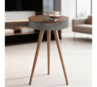 Tavolino da salotto con altoparlante Bluetooth intelligente, rotondo, con caricabatterie wireless e porte USB, supporta ingresso Bluetooth 5.3/AUX, suono Hi-Fi, per camera da letto, soggiorno, ufficio