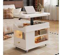Tavolino da Salotto con Piano Sollevabile, Cassetti e Contenitore, Tavolo da Soggiorno Salvaspazio, for Libri, Snack, Quaderni e Decorazioni