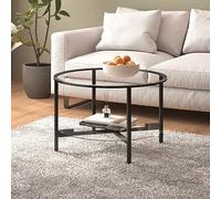 Tavolino da salotto, consolle, tavolino da salotto, tavolo da tè, tavolo da tè, adatto per camera da letto, ufficio, corridoio, soggiorno, colore nero e trasparente, 70 cm