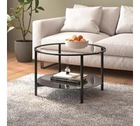 Tavolino da salotto, consolle, tavolino da salotto, tavolo da tè, tavolo da tè, adatto per camera da letto, ufficio, corridoio, soggiorno, colore nero e trasparente, 70 cm