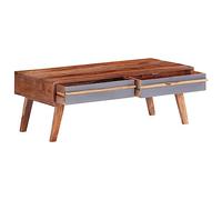 Tavolino da salotto, grigio, 110 x 50 x 40 cm, in legno massello con laccatura chiara, moderno, durevole ed elegante per piccoli e grandi appartamenti