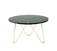 Tavolino da salotto in marmo nero e metallo dorato Ø 75 cm