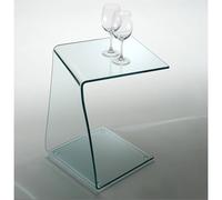 Tavolino Da salotto in vetro Curvato di design Trasparente 10 mm 40x40xh60 cm trasparente trasparente
