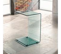 Tavolino Da salotto in vetro Curvato di design Trasparente 10 mm 45x35xh66 cm trasparente