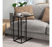 Tavolino da Salotto Industriale a forma di C, Tavolino Alto Minimal in Acciaio, 46x26x60 cm, Nero Description:Rinnova lo stile della tua casa con questo tavolino da salotto HOMCOM per portare eleganza